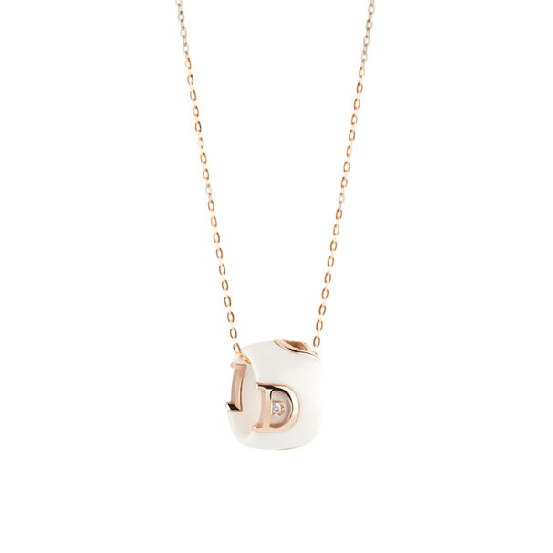Pink gold, white ceramic necklace with diamond D.ICON DAMIANI 20045905 - 1