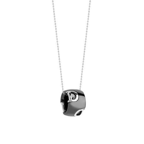 White gold and black ceramic necklace with diamond D.ICON DAMIANI 20045906 - 1