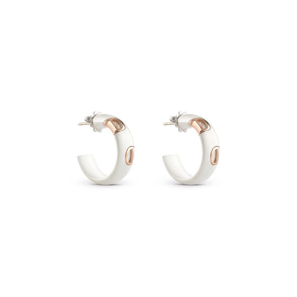 White ceramic, pink gold and diamond earrings D.ICON DAMIANI 20059341 - 1