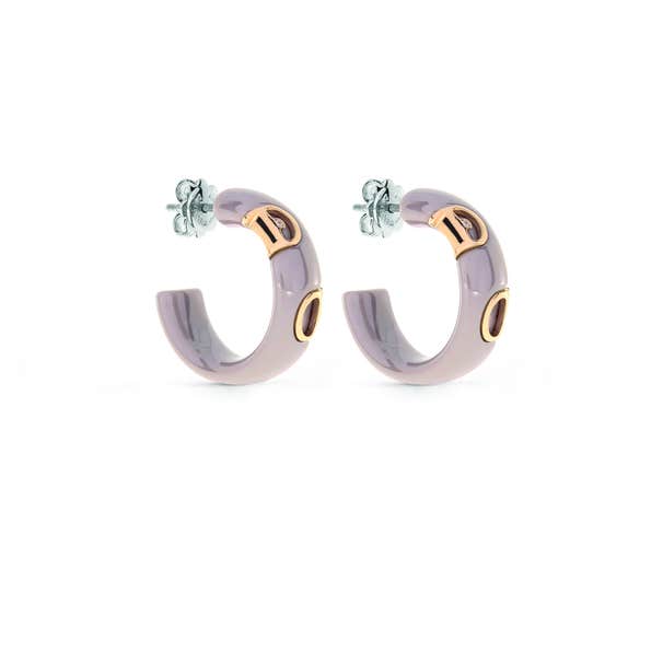 Cappuccino ceramic, pink gold and diamond earrings D.ICON DAMIANI 20072392 - 1