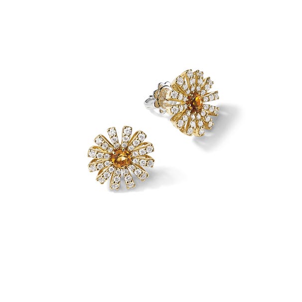 Yellow gold, diamonds and citrine quartz earrings, 14 mm. MARGHERITA DAMIANI 20072772 - 1