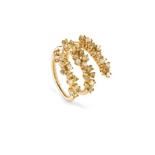 Yellow gold ring with white, yellow and brown diamonds MIMOSA DAMIANI 20078480_c - 1