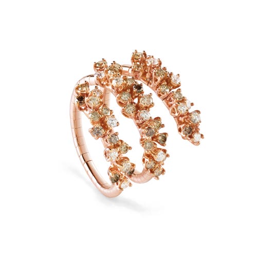 Pink gold ring with white and brown diamonds MIMOSA DAMIANI 20078482_c - 1