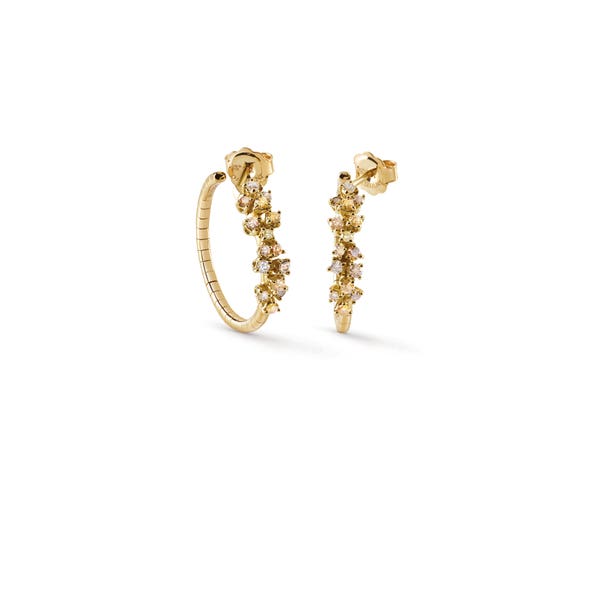 Yellow gold earrings with white, yellow and brown diamonds MIMOSA DAMIANI 20078494 - 1