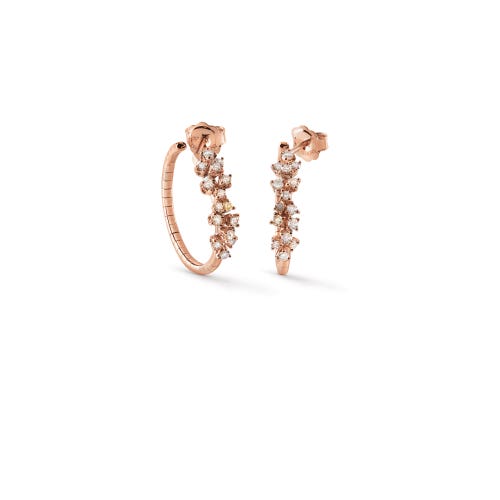 Pink gold earring with white and brown diamonds MIMOSA DAMIANI 20078495 - 1