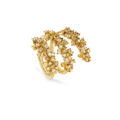 Ring in Gelbgold mit weißen Diamanten, farbigen Diamanten und braunen Diamanten MIMOSA DAMIANI 20078497_c - 1