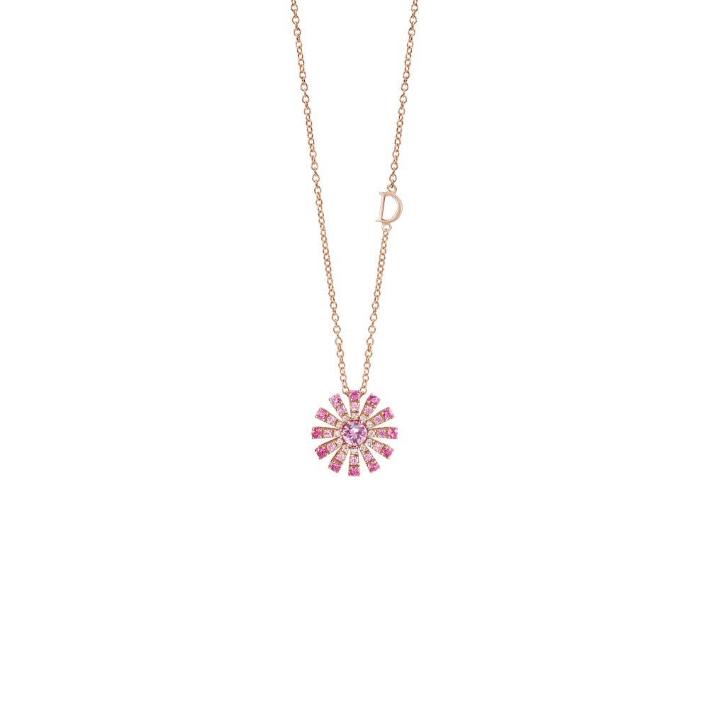 Halskette, Rosè-Gold, Diamanten und rosa Saphire, 16 mm. MARGHERITA DAMIANI 20088145 - 1