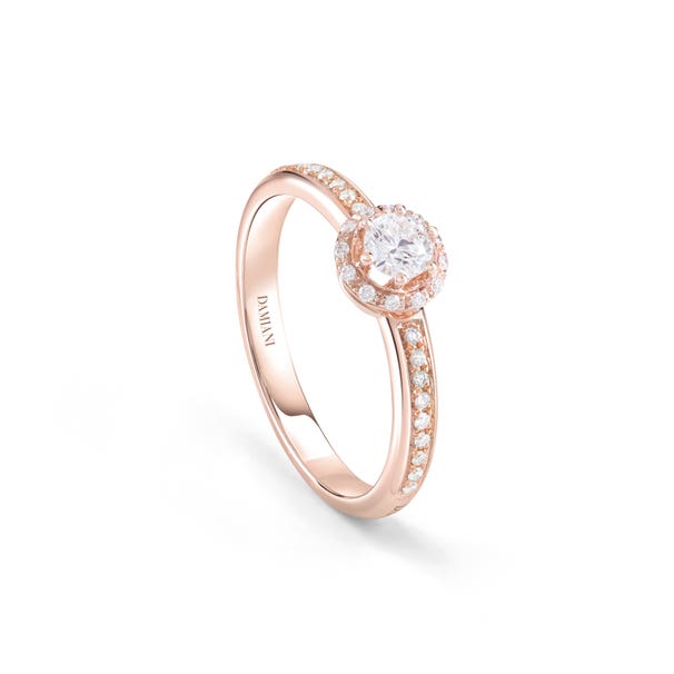 Pink gold engagement ring with diamond MINOU DAMIANI 20091047_c - 1
