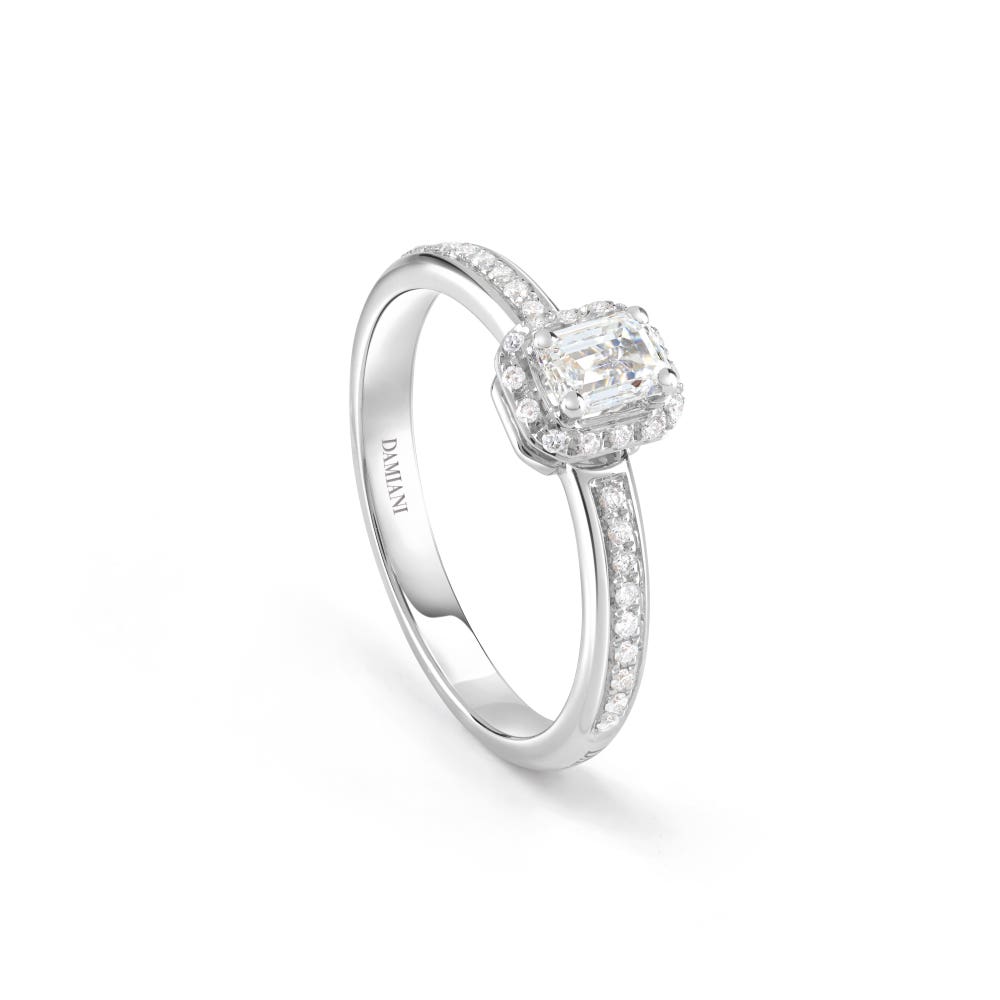 White gold engagement ring with emerald-cut diamond MINOU DAMIANI 20091064_c - 1