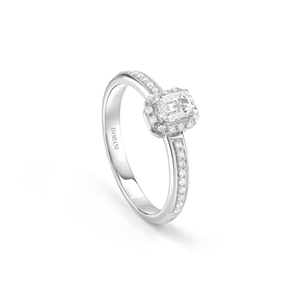 Platinum engagement ring with emerald-cut diamond MINOU DAMIANI 20091085_c - 1