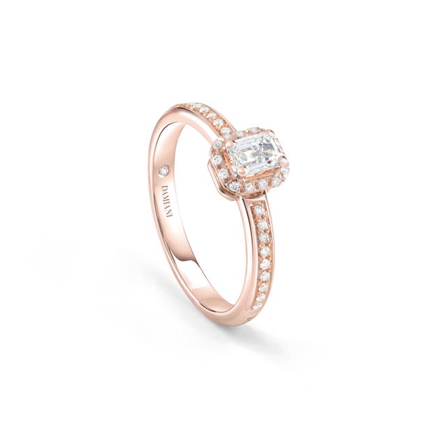 Anello di fidanzamento in oro rosa con diamante taglio smeraldo MINOU DAMIANI 20091092_c - 1