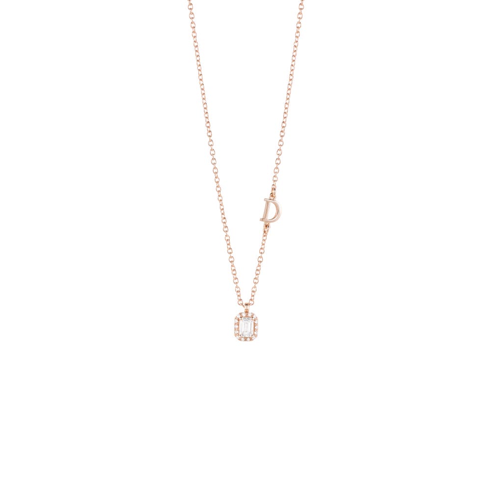 Pink gold necklace with emerald-cut diamond MINOU DAMIANI 20091103 - 1