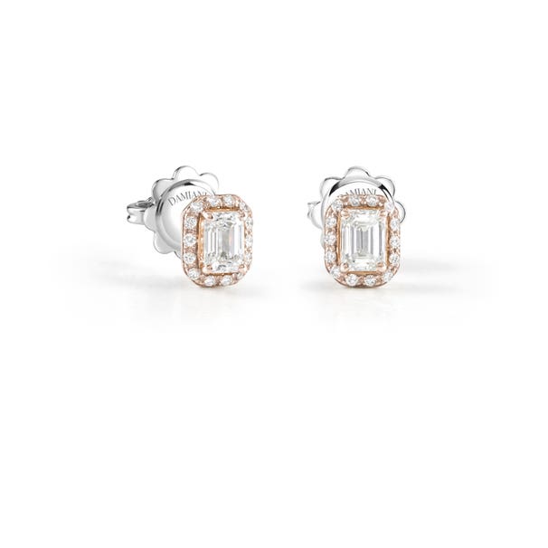 Boucles d'oreilles en or rose et diamants taille emeraude MINOU DAMIANI 20091105 - 1