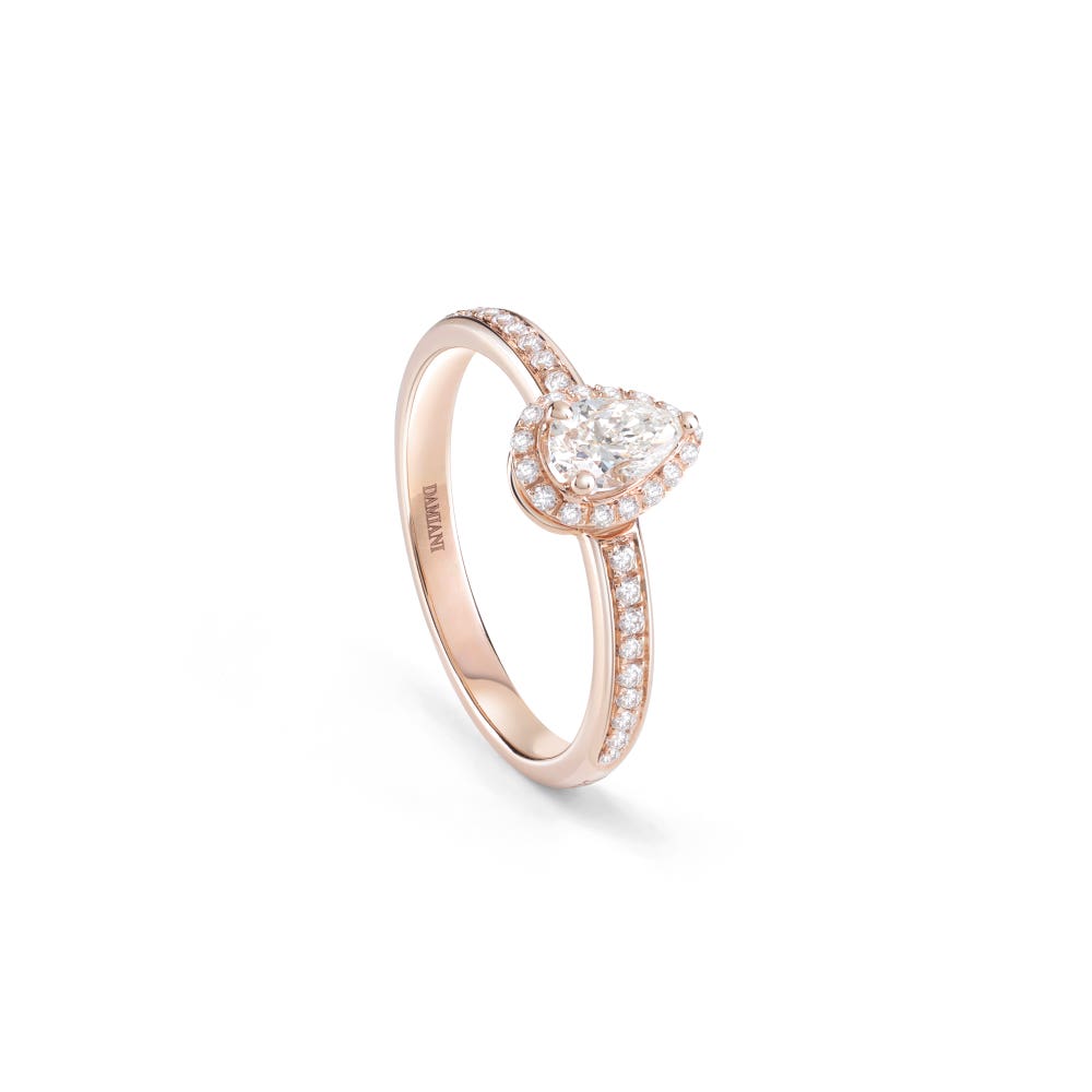 Pink gold engagement ring with pear-shaped diamond MINOU DAMIANI 20091121_c - 1