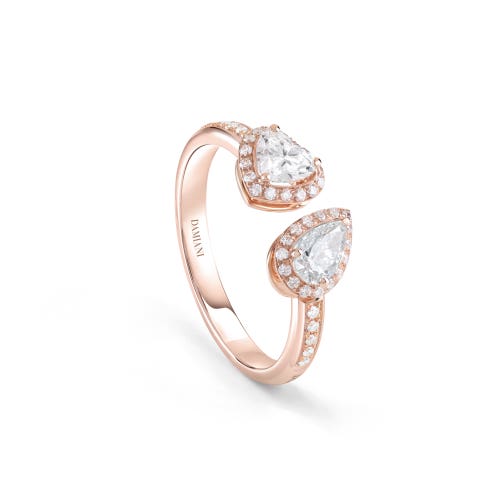 페어 컷 다이아몬드와 배 형태의 다이아몬드가 세팅된 핑크 골드 링 MINOU DAMIANI 20091221_c - 1